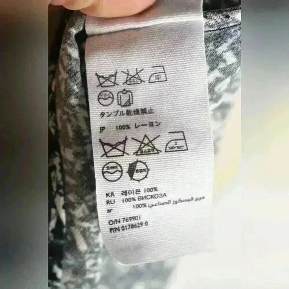 COS Teal White Black Pleated Vented Viscose Sleeveless Shift Tunic Dress  4US - Picture 11 of 11